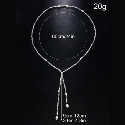Simple Style Gold Crystal Necklace For Women With White Crystal Inlay And Elegant Box Chain