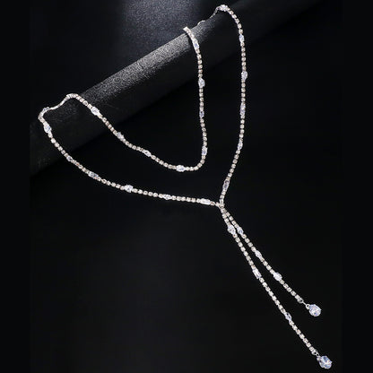 Simple Style Gold Crystal Necklace For Women With White Crystal Inlay And Elegant Box Chain