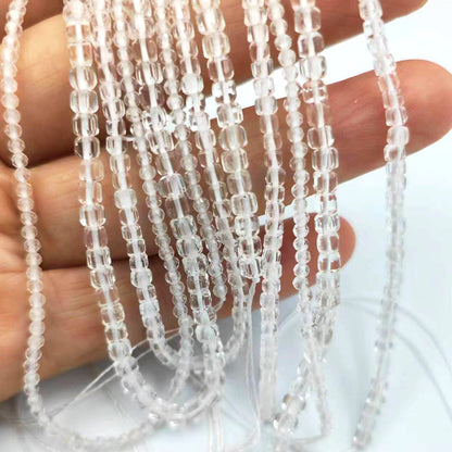 Square Crystal Beads With Hole Size 2~2.9mm Featuring White Crystal Inlay And Polished Finish, Available In White