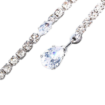 Simple Style Gold Crystal Necklace For Women With White Crystal Inlay And Elegant Box Chain