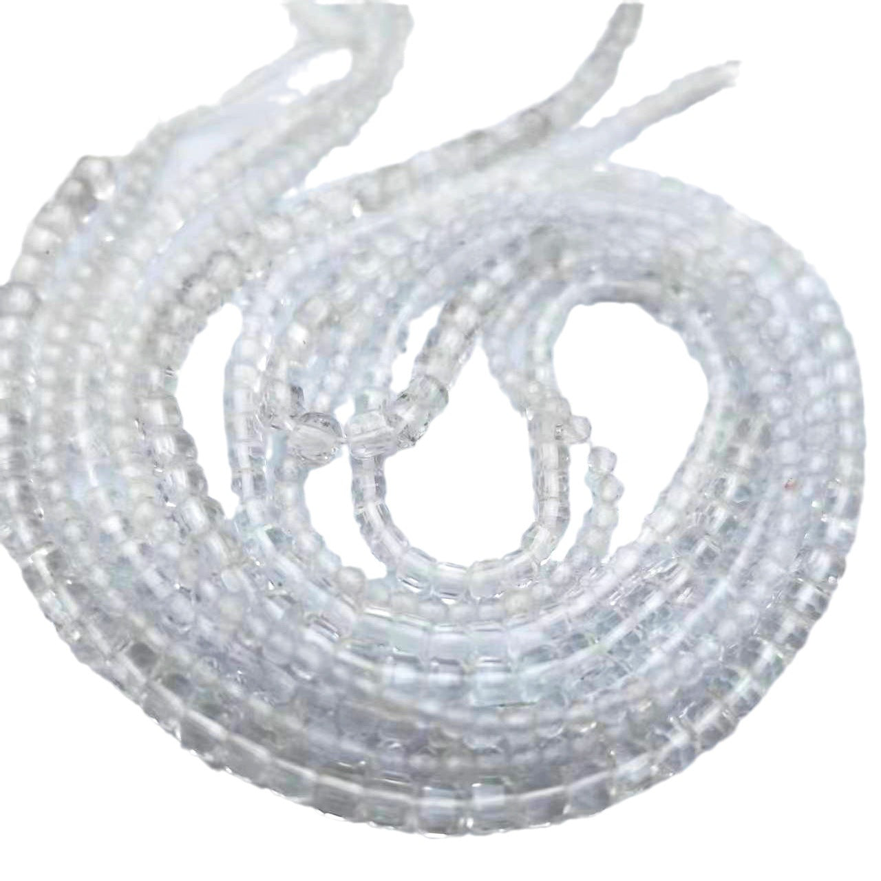 Square Crystal Beads With Hole Size 2~2.9mm Featuring White Crystal Inlay And Polished Finish, Available In White