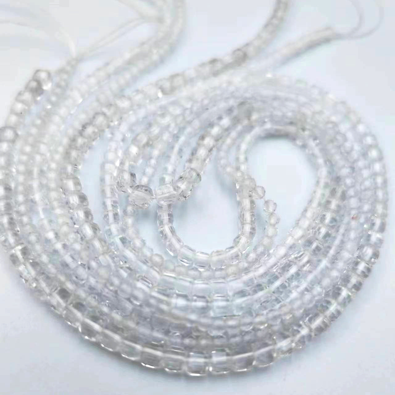 Square Crystal Beads With Hole Size 2~2.9mm Featuring White Crystal Inlay And Polished Finish, Available In White