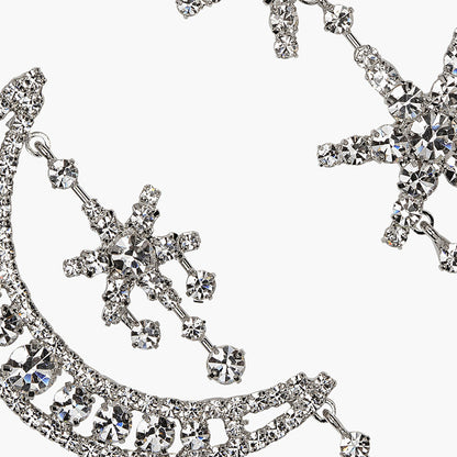 Silver Star Rhinestone Earrings For Women Featuring Sparkling Design