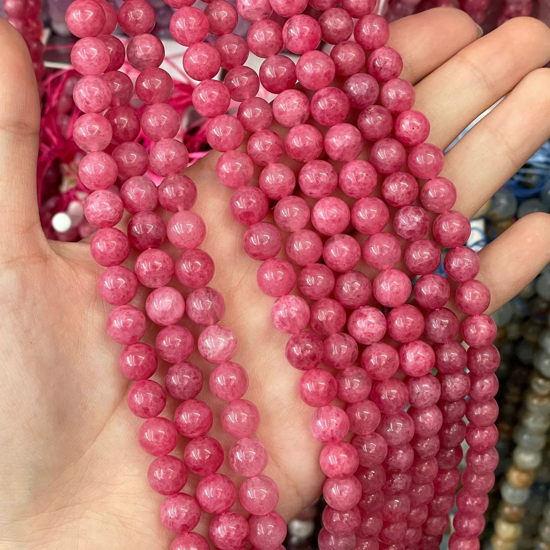 Polished Natural Stone Beads With Smooth Embellishment, 8mm Diameter, Baroque Style For Jewelry Making
