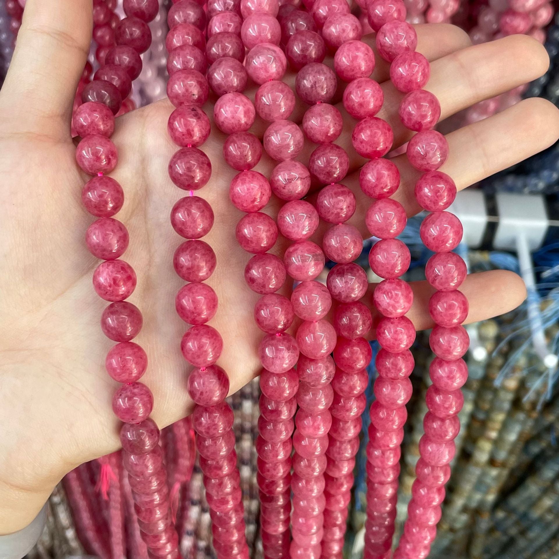 Polished Natural Stone Beads With Smooth Embellishment, 8mm Diameter, Baroque Style For Jewelry Making