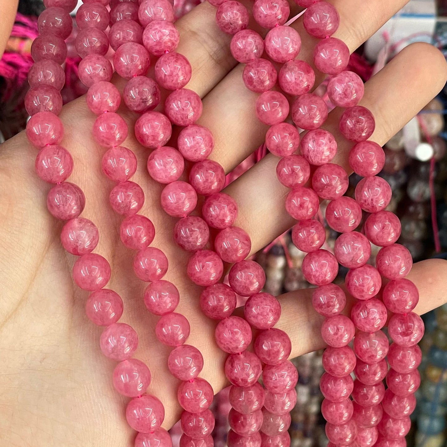 Polished Natural Stone Beads With Smooth Embellishment, 8mm Diameter, Baroque Style For Jewelry Making