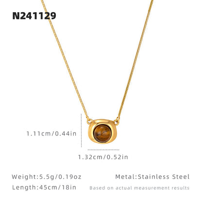 Simple Style Geometric Necklace For Women In 18K Real Gold Plated Titanium Steel With Shell Inlay