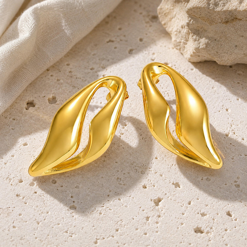 Geometric Stud Earrings For Women, Waterproof Non Tarnish 304 Stainless Steel With 0.03µm PVD Coated 18K Real Gold Plated