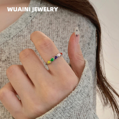 Heart Shape Titanium Steel Ring With Epoxy In For Women, Available In Colour