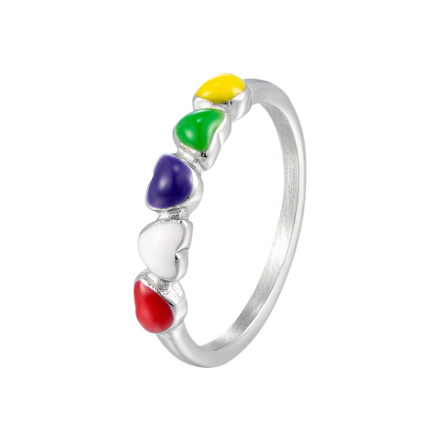 Heart Shape Titanium Steel Ring With Epoxy In For Women, Available In Colour