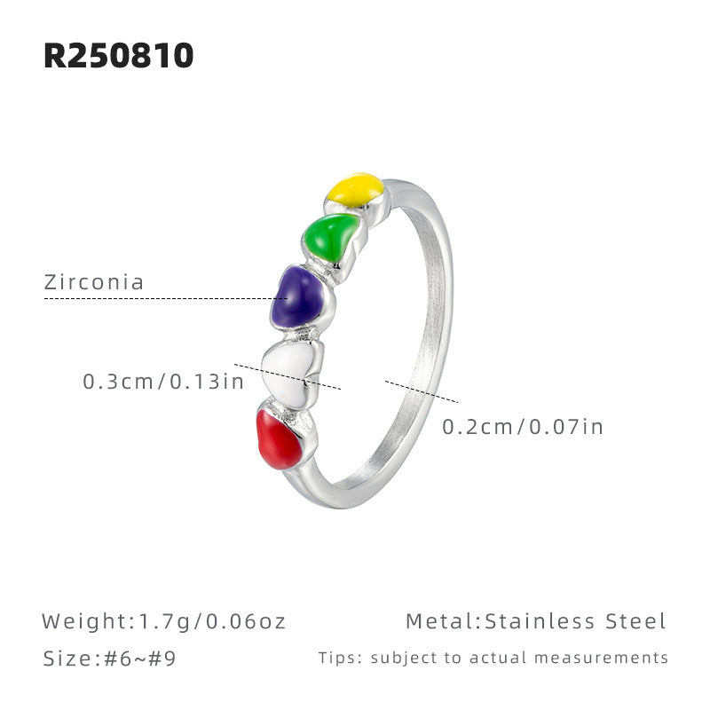 Heart Shape Titanium Steel Ring With Epoxy In For Women, Available In Colour