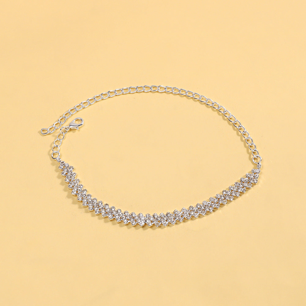 3 Pieces Set Women Jewelry Set Featuring Water Droplets Pattern With Electroplated Rhinestones