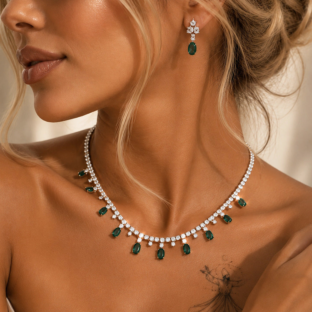 Luxurious Heart Shape Zircon Jewelry Set For Women Featuring Zircon Inlay, 1 Set