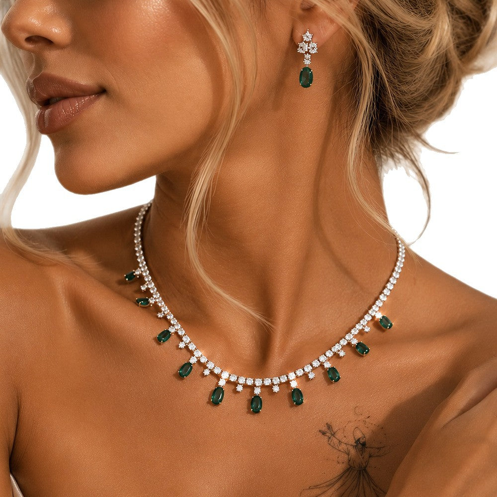 Luxurious Heart Shape Zircon Jewelry Set For Women Featuring Zircon Inlay, 1 Set