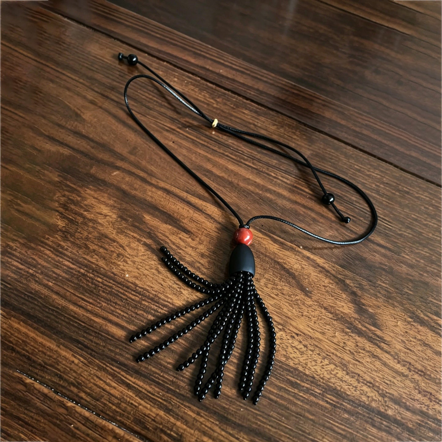 Vintage Style Unisex Long Necklace Featuring Agate And Tassel With Leather Rope Chain