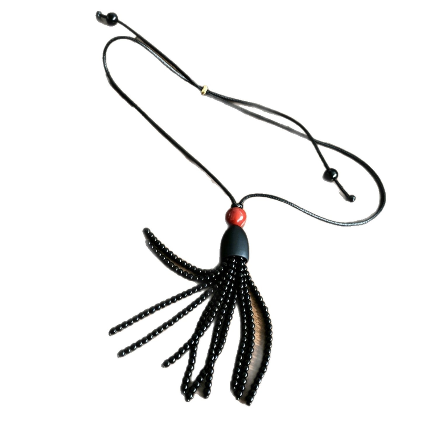 Vintage Style Unisex Long Necklace Featuring Agate And Tassel With Leather Rope Chain