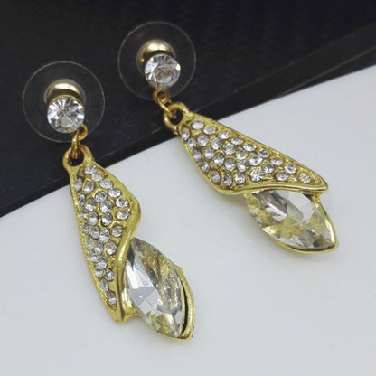 Sweet Water Droplets Earrings In Alloy With Rhinestones, Featuring 304 Stainless Steel Ear Pins In Red