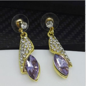 Sweet Water Droplets Earrings In Alloy With Rhinestones, Featuring 304 Stainless Steel Ear Pins In Red