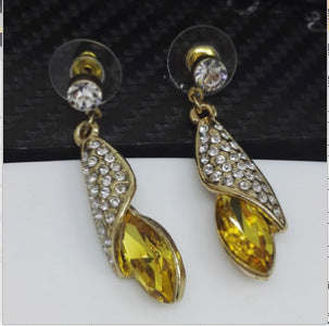 Sweet Water Droplets Earrings In Alloy With Rhinestones, Featuring 304 Stainless Steel Ear Pins In Red