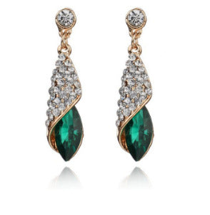 Sweet Water Droplets Earrings In Alloy With Rhinestones, Featuring 304 Stainless Steel Ear Pins In Red