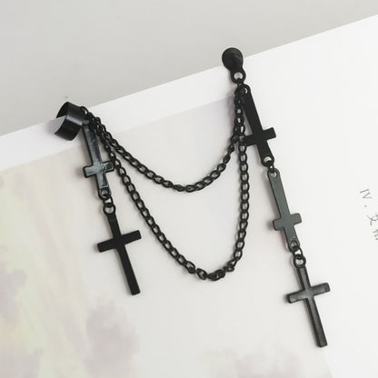 Punk Dyed Black Tassel Earrings For Women Featuring Electroplated Alloy Craft