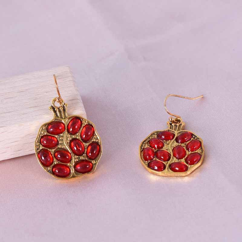Gold Fruit Earrings For Women Featuring Electroplated Alloy Design