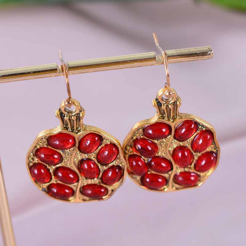 Gold Fruit Earrings For Women Featuring Electroplated Alloy Design