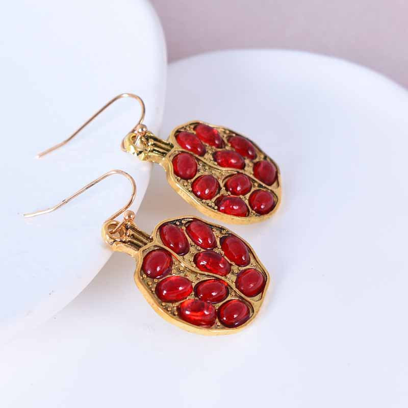 Gold Fruit Earrings For Women Featuring Electroplated Alloy Design