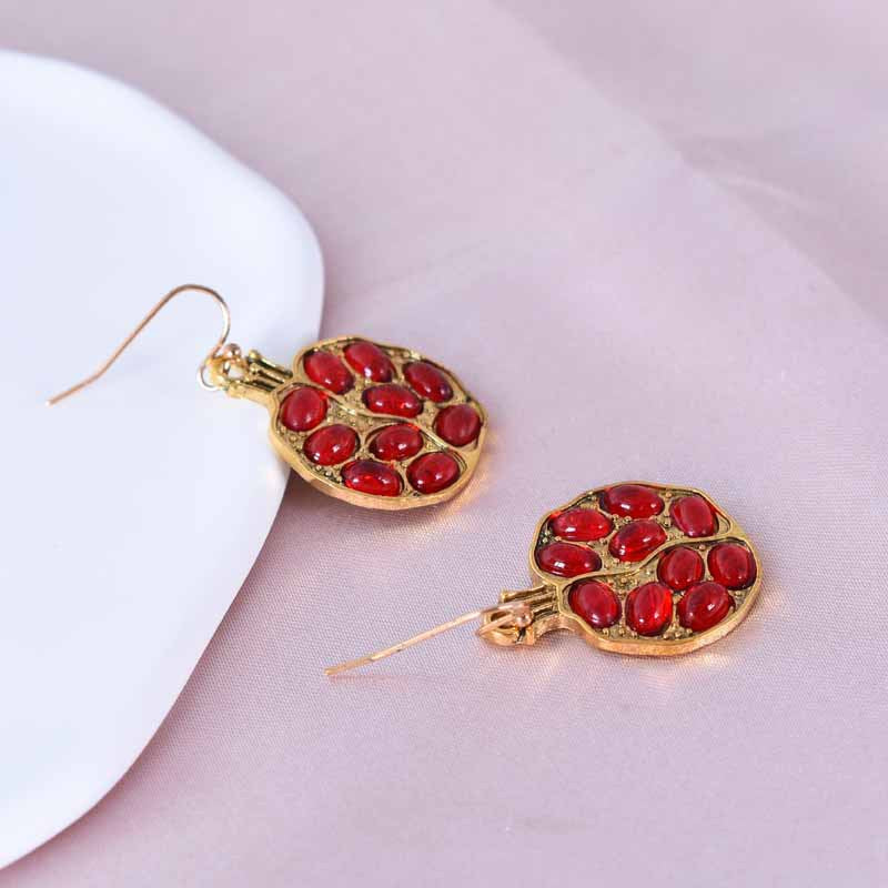 Gold Fruit Earrings For Women Featuring Electroplated Alloy Design