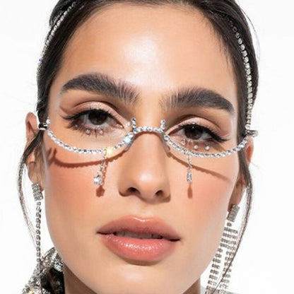 Women’s Square Full Frame Glasses With Crystal Lens Material In Gold, Perfect For Summer