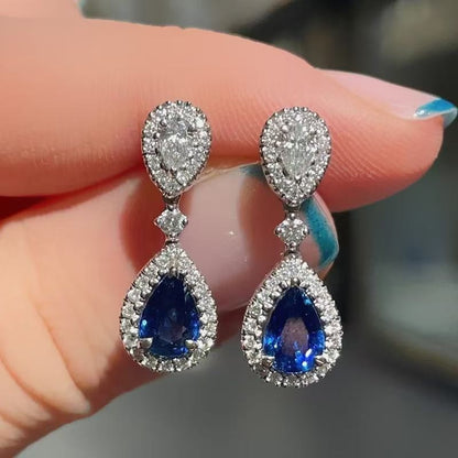 Exaggerated Water Droplets Earrings In Alloy With Zircon Inlay, Electroplated Finish, 304 Stainless Steel Posts, And Bezel Setting