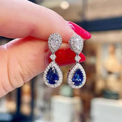 Exaggerated Water Droplets Earrings In Alloy With Zircon Inlay, Electroplated Finish, 304 Stainless Steel Posts, And Bezel Setting