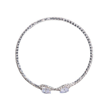 Heart Shape Bangle For Women In Simple Style With Electroplated Gold Plating And Rhinestones Inlay