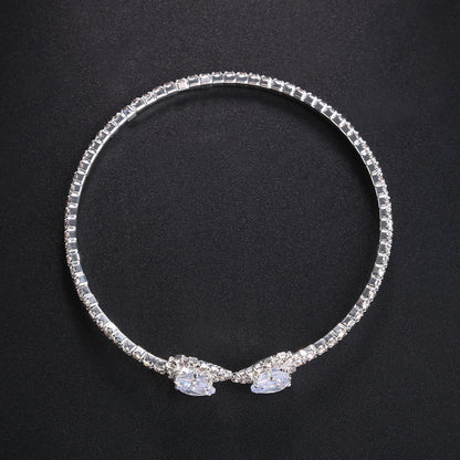 Heart Shape Bangle For Women In Simple Style With Electroplated Gold Plating And Rhinestones Inlay