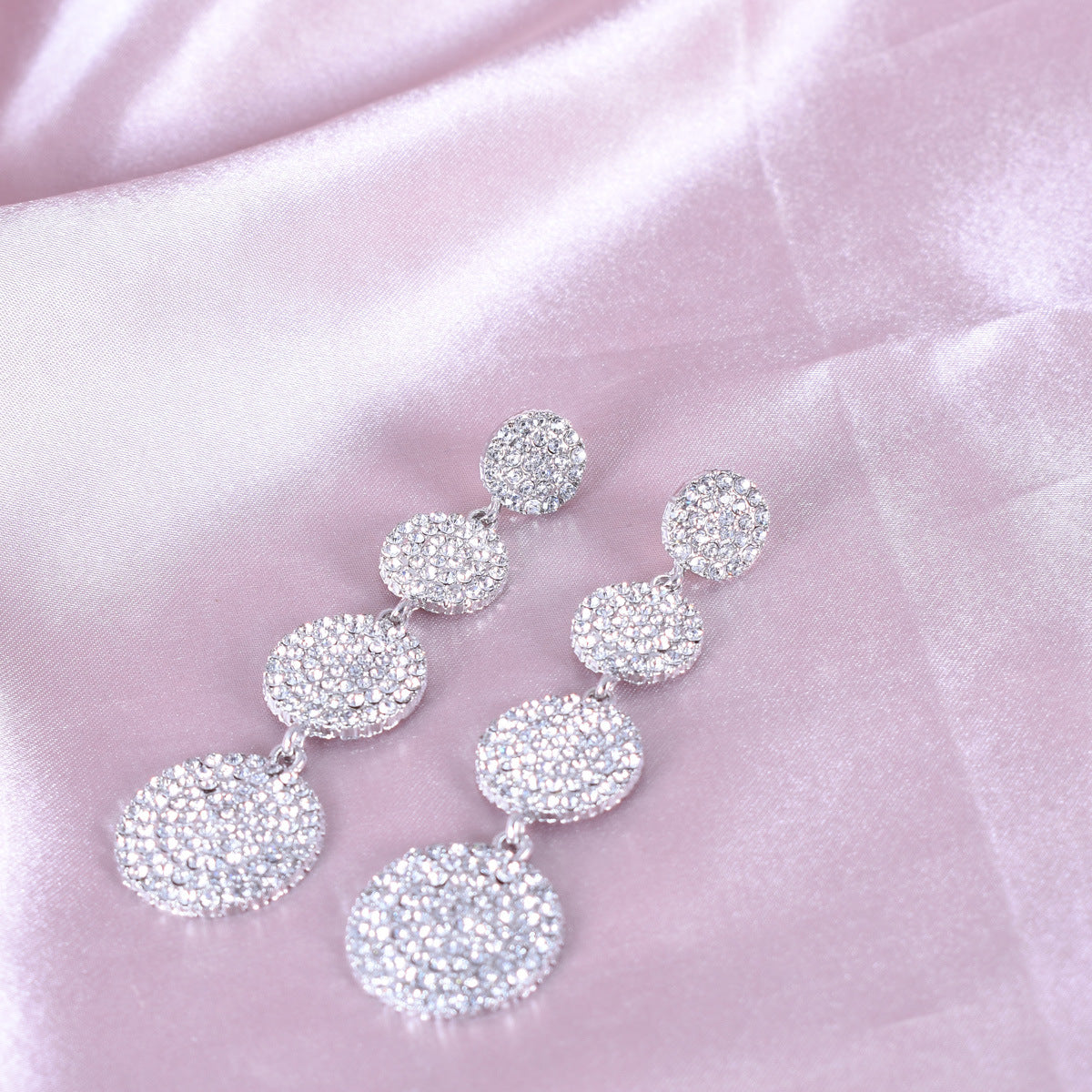 Exaggerated Geometric Gold Earrings For Women With Electroplated Alloy And Rhinestone Inlay