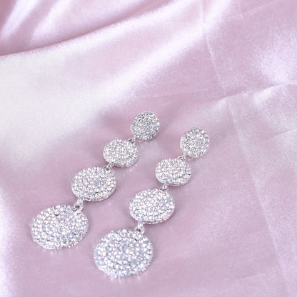 Exaggerated Geometric Gold Earrings For Women With Electroplated Alloy And Rhinestone Inlay