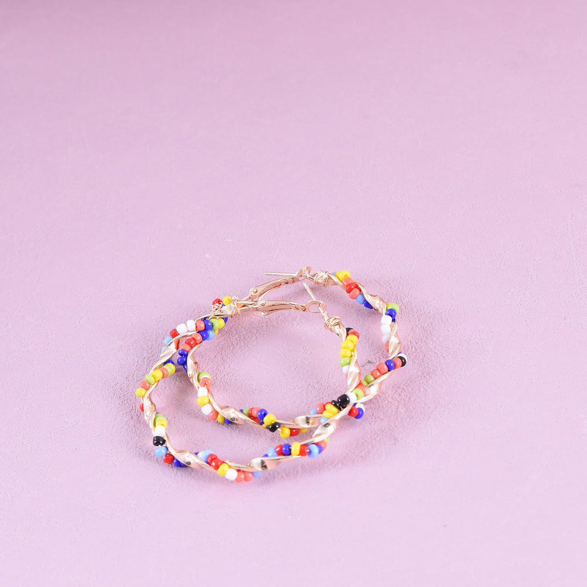 Bohemian Alloy Earrings With Seed Bead Inlay, Electroplated Finish And 304 Stainless Steel Ear Pins