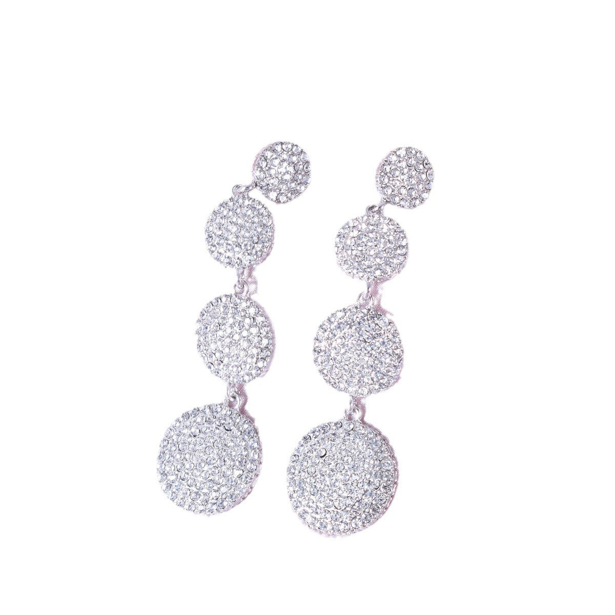 Exaggerated Geometric Gold Earrings For Women With Electroplated Alloy And Rhinestone Inlay