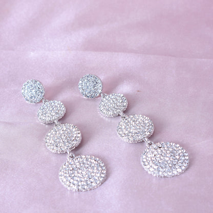 Exaggerated Geometric Gold Earrings For Women With Electroplated Alloy And Rhinestone Inlay