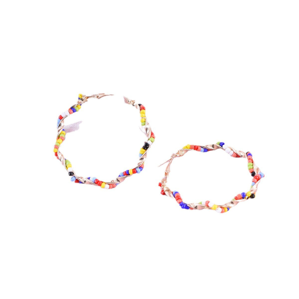 Bohemian Alloy Earrings With Seed Bead Inlay, Electroplated Finish And 304 Stainless Steel Ear Pins