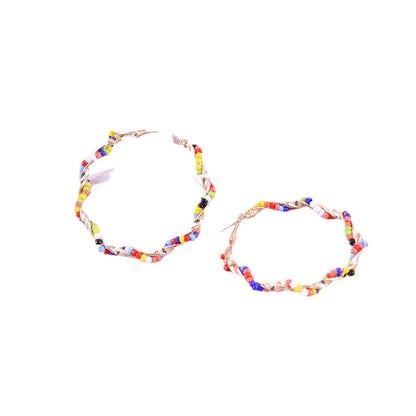 Bohemian Alloy Earrings With Seed Bead Inlay, Electroplated Finish And 304 Stainless Steel Ear Pins
