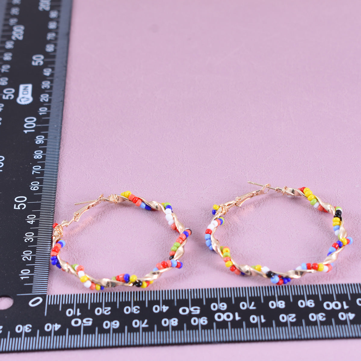 Bohemian Alloy Earrings With Seed Bead Inlay, Electroplated Finish And 304 Stainless Steel Ear Pins