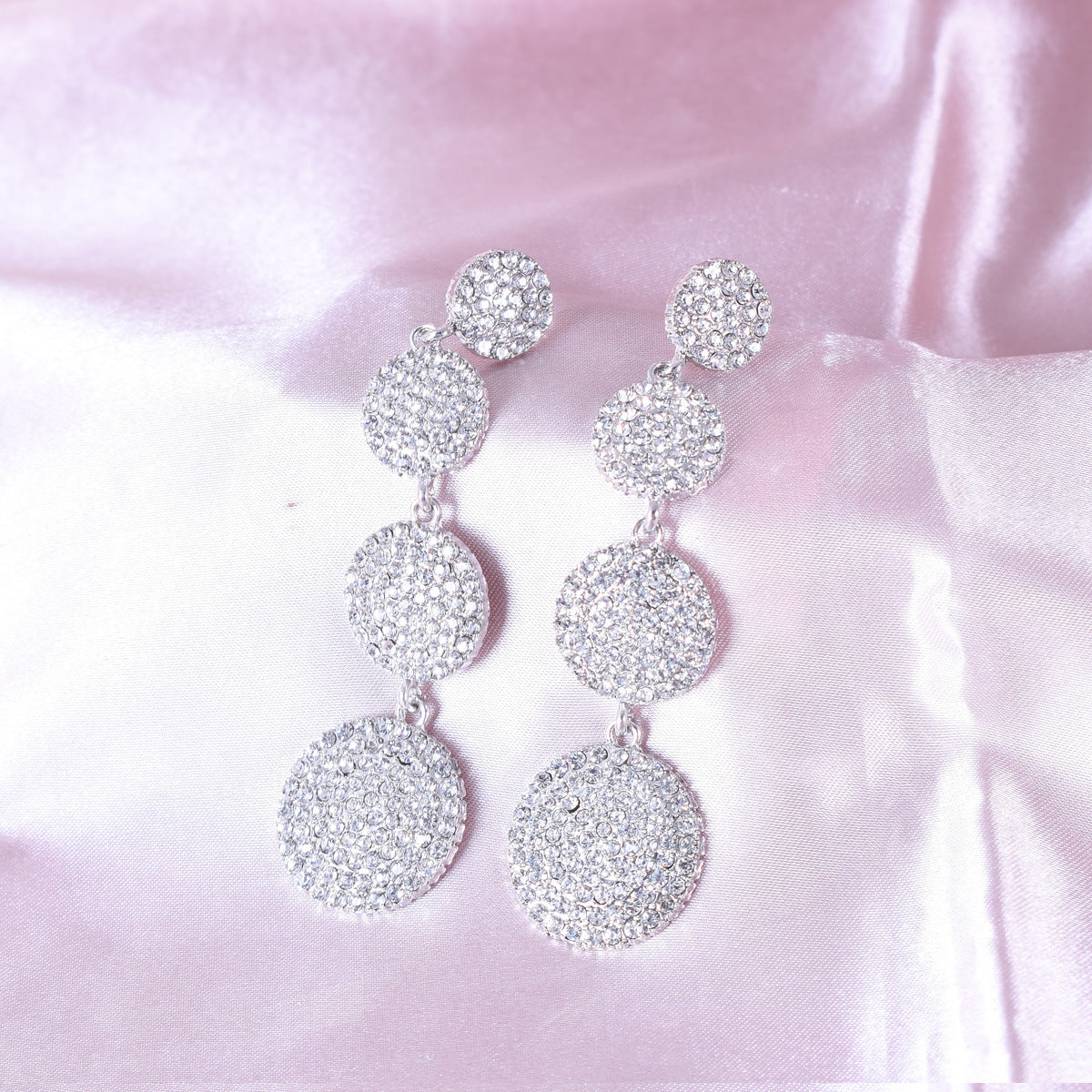 Exaggerated Geometric Gold Earrings For Women With Electroplated Alloy And Rhinestone Inlay