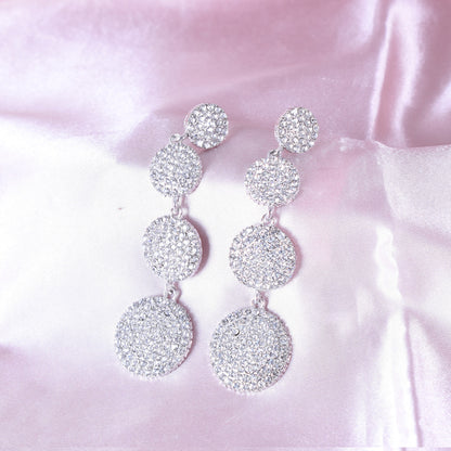 Exaggerated Geometric Gold Earrings For Women With Electroplated Alloy And Rhinestone Inlay