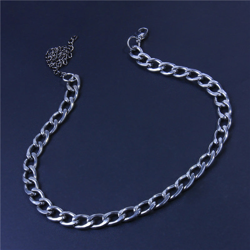 Geometric Gold Punk Necklace In Titanium Steel With Electroplated Finish And Alloy Pendant, Featuring Snake Chain