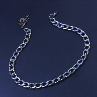Geometric Gold Punk Necklace In Titanium Steel With Electroplated Finish And Alloy Pendant, Featuring Snake Chain