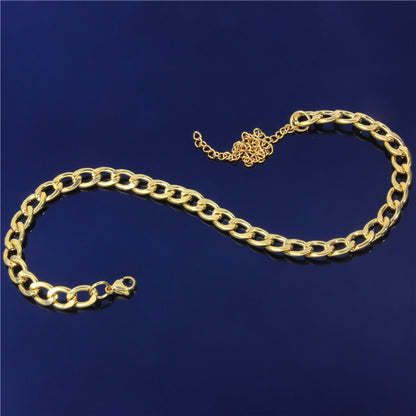 Geometric Gold Punk Necklace In Titanium Steel With Electroplated Finish And Alloy Pendant, Featuring Snake Chain