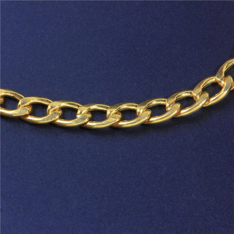 Geometric Gold Punk Necklace In Titanium Steel With Electroplated Finish And Alloy Pendant, Featuring Snake Chain