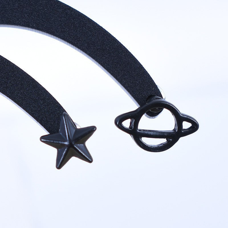 Asymmetrical Star Stud Earrings For Women In Alloy With Electroplated Finish