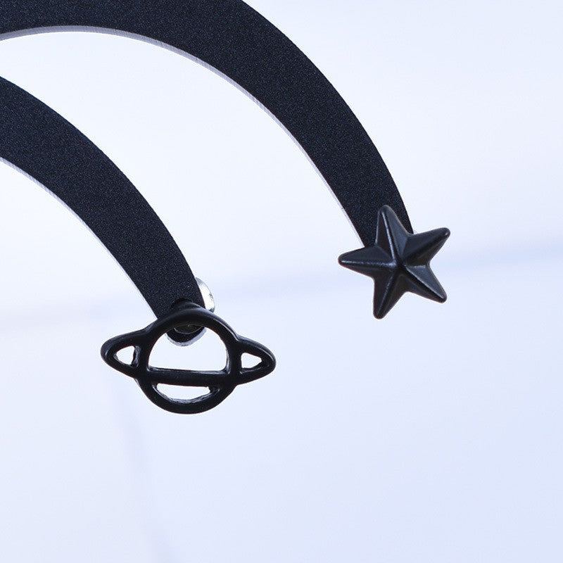 Asymmetrical Star Stud Earrings For Women In Alloy With Electroplated Finish
